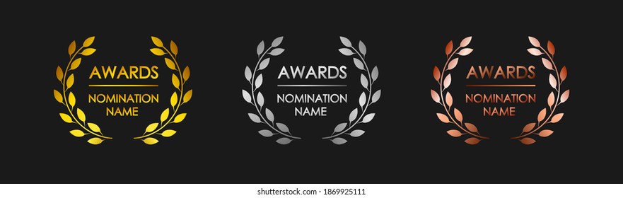 Icono de conjunto dibujado a mano con monograma. Juego de logotipos de premios.
