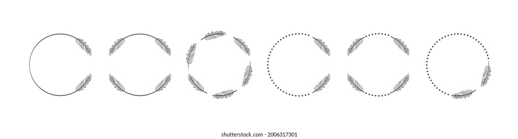 Wreaths set. Branches wreaths. Decorative frames icon. Hand drawn decorative elements. Vector illustration