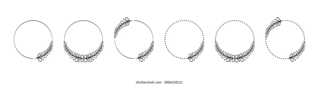 Wreaths set. Frames branches wreaths. Decorative frames. Decorative elements. Vector illustration