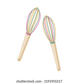 Wreaths. Vector illustration of a colored chef's whisk. Cookware drawing for a print or website.