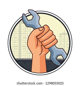 wrech tool hand holding