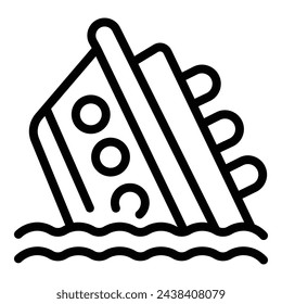 Wreck ocean ship icon outline vector. Cruise disaster. Oceanic coverage