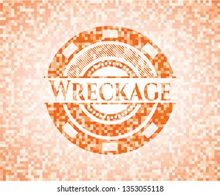 Wreckage abstract orange mosaic emblem