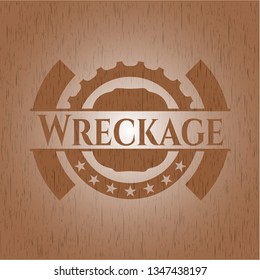Wreckage retro style wooden emblem