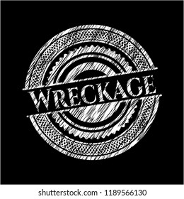 Wreckage written on a chalkboard