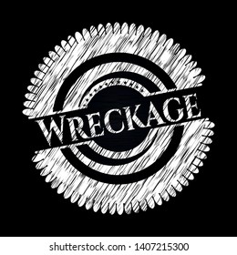 Wreckage written on a chalkboard. Vector Illustration. Detailed.