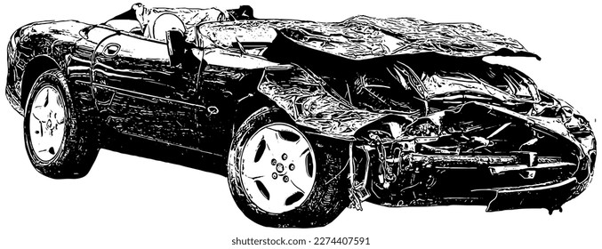 Wrecked automobile due to car accident 