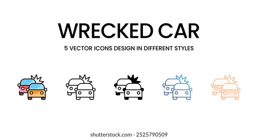 Wrecked Car vector icons set stock illustration