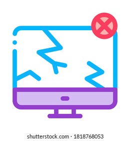 Wrecked Screen Icon Vector. Outline Wrecked Screen Sign. Isolated Contour Symbol Illustration