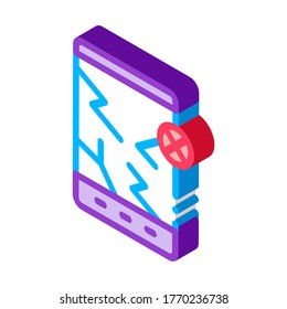 Wrecked Tablet Icon Vector. Isometric Wrecked Tablet sign. color isolated symbol illustration