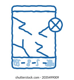 Wrecked Tablet sketch icon vector. Hand drawn blue doodle line art Wrecked Tablet sign. isolated symbol illustration