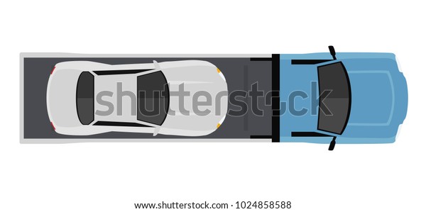 Wrecker car from above, top view. Cute\
cartoon transport with shadows. Modern urban vehicle. One of the\
collection or set. Simple icon or logo. Realistic design. Flat\
style vector\
illustration.
