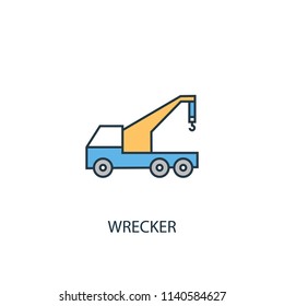 Wrecker concept 2 colored line icon. Simple yellow and blue element illustration. Wrecker concept outline symbol design from Car service set