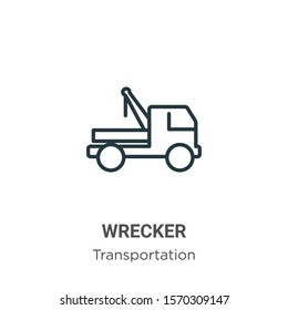 Wrecker outline vector icon. Thin line black wrecker icon, flat vector simple element illustration from editable transportation concept isolated on white background