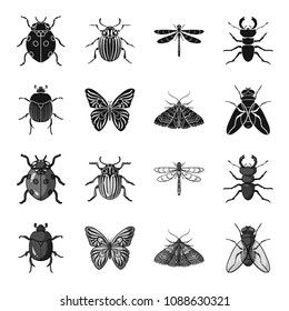 Wrecker, parasite, nature, butterfly .Insects set collection icons in black,monochrome style vector symbol stock illustration web.