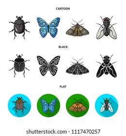 Wrecker, parasite, nature, butterfly .Insects set collection icons in cartoon,black,flat style vector symbol stock illustration web.