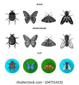 Wrecker, parasite3d3, nature, butterfly .Insects set collection icons in black, flat, monochrome style vector symbol stock illustration web.
