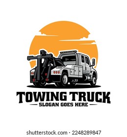 Wrecker and towing truck service illustration logo vector