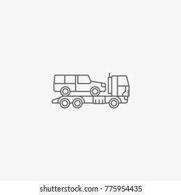 wrecker truck with evacuated car vector icon