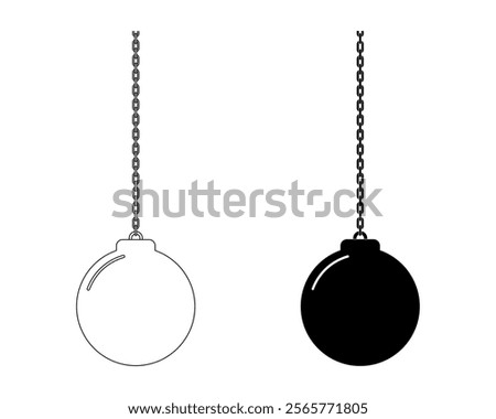 Wrecking ball chain icon set