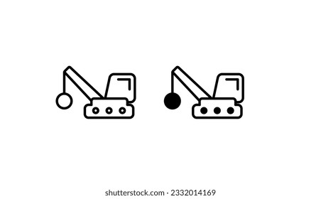 Diseño de icono de la grúa de bola de rotura con ilustración de fondo blanco