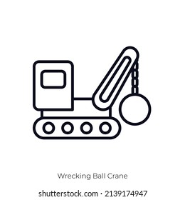 Icono de la grúa de bola de naufragio. Diseño de icono de estilo de esquema aislado en fondo blanco