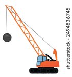 Wrecking ball excavator. vector illustration