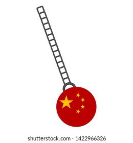 Wrecking ball with a flag of China - Vector