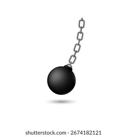 Una bola de demolición cuelga de una cadena, que representa la demolición y la fuerza en el trabajo de construcción.