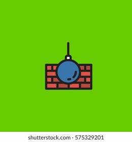 Wrecking Ball Icon Flat Design