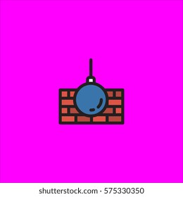 Wrecking Ball Icon Flat Design