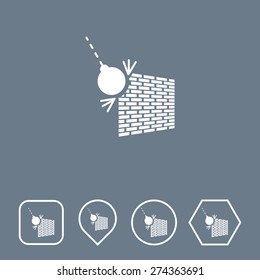 Wrecking Ball Icon on Flat UI Colors with Different Shapes. Eps-10.