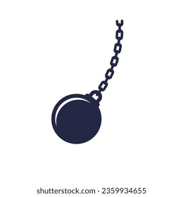 wrecking ball icon on white, vector