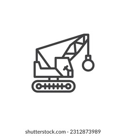 Wrecking ball line icon. linear style sign for mobile concept and web design. wrecking ball crane outline vector icon. Symbol, logo illustration. Vector graphics