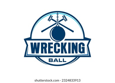 Wrecking ball logo design building demolition industry vector template