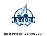 Wrecking ball logo destroyer crane heavy equipment excavator industry building renovation icon symbol emblem 