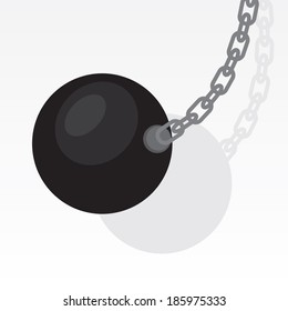 Wrecking ball swinging with blank gray background 