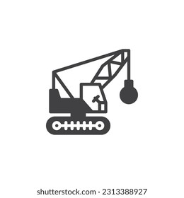 Icono vectorial de bola de rotura. signo plano relleno para concepto móvil y diseño web. icono de glifo de grúa de bola de naufragio. Símbolo, ilustración del logotipo. Gráficos vectoriales