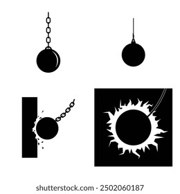 wrecking steel ball icon illustration design