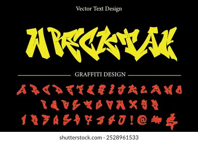 WreckTag Graffiti Font vector text design, Perfect For logo designing, graffiti art, vector illustration, typography, wall art, and Other projects. SHOTLISTseason. 