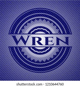 Wren badge with denim background
