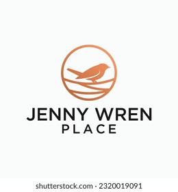 wren bird logo design vector silhouette illustration