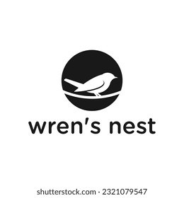 wren bird logo design vector silhouette illustration