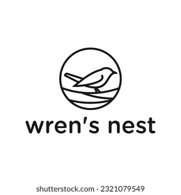 wren bird logo design vector silhouette illustration
