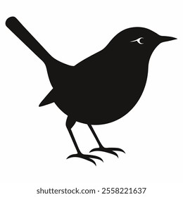 wren bird silhouette vector icon on white background 