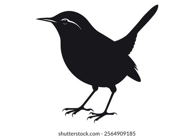 Wren Bird Silhouette Vector Illustration