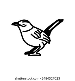 Wren Glyph Icon, Vector illustration