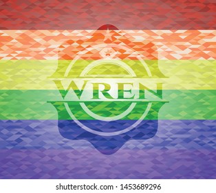 Wren lgbt colors emblem. Vector Illustration. Mosaic.