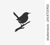 wren silhouette bird logo design