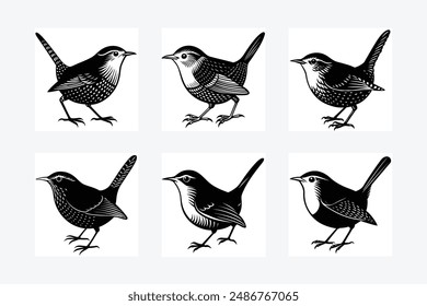 Wren silhouette minimal vector art